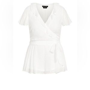 NWOT - WHITE Faux Wrap City Chic Blouse